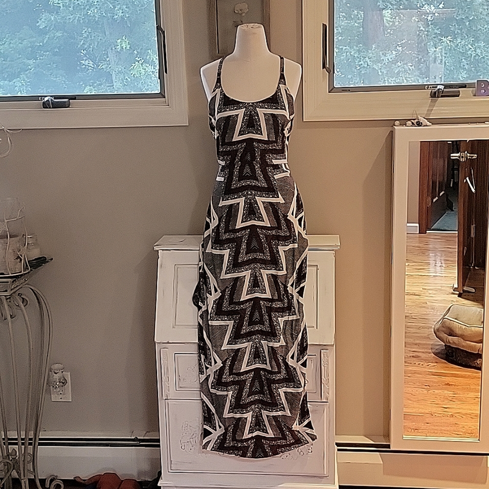 NWT FREE PEOPLE Serves You Right Printed Maxi Dress in Black $168 -